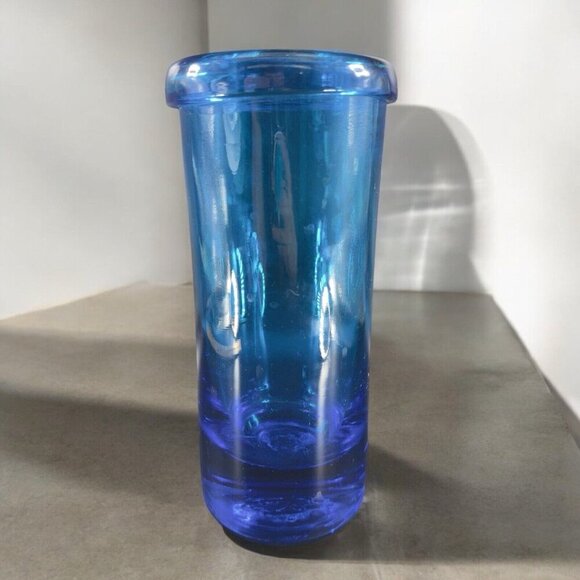 Blenko Joel Myers Roll Top Vase Cylinder Cobalt Blue Manganese 365nm Green UV - Picture 3 of 14